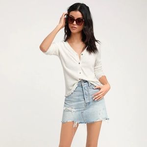 Drake Light Grey Ribbed Cardigan Top  NWT